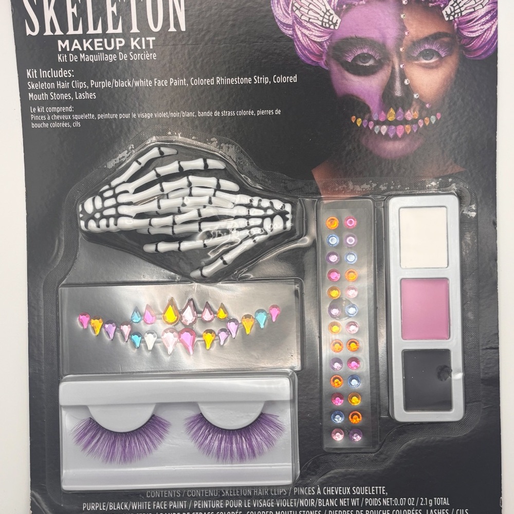 Makeup Kit with Purple Lashes and Black Face Paint